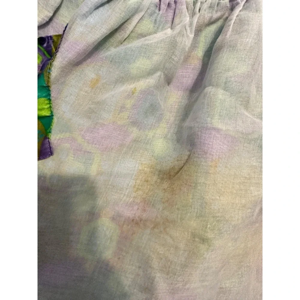 Vintage shiny green and purple 70s psychedelic‎ print apron